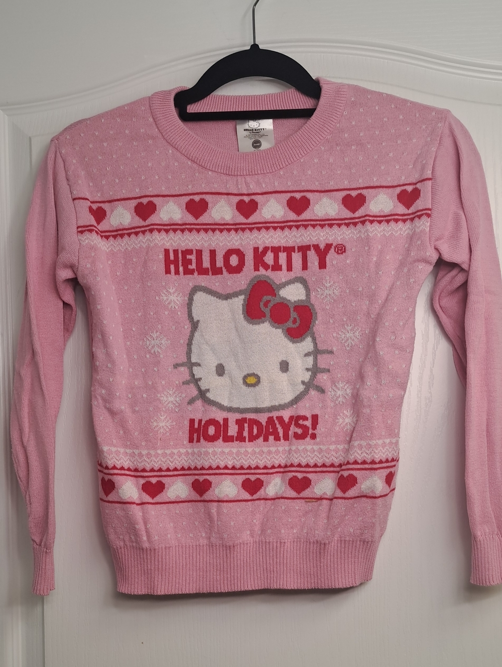 Hello Kitty Pink & Red Holiday Christmas Knit Sweater